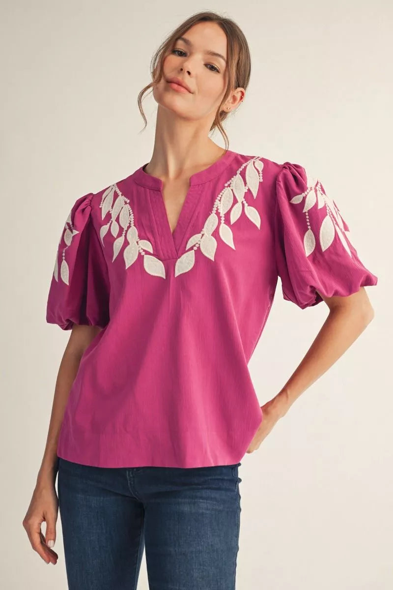 Vine on Main Top - Magenta