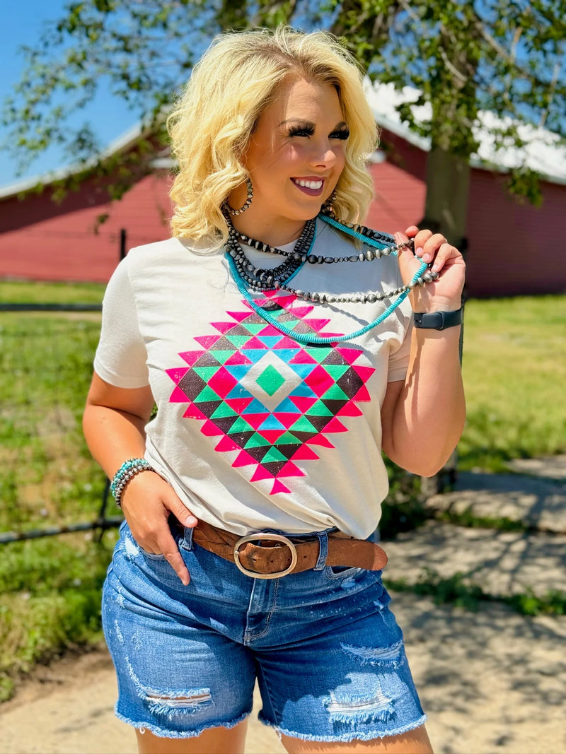 Ryanne's Neon Pink Aztec Tee