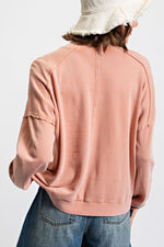 Star Patch Pullover Top in Faded Coral