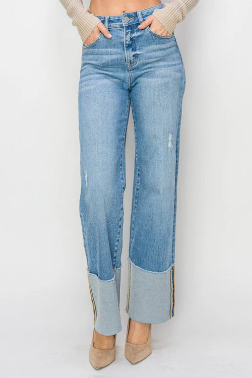 Sara Wide Cuffed High Rise Jean