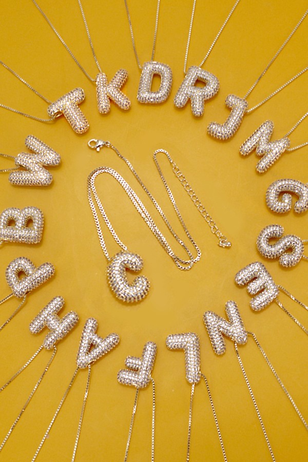 Diamond Bubble Letter Necklace