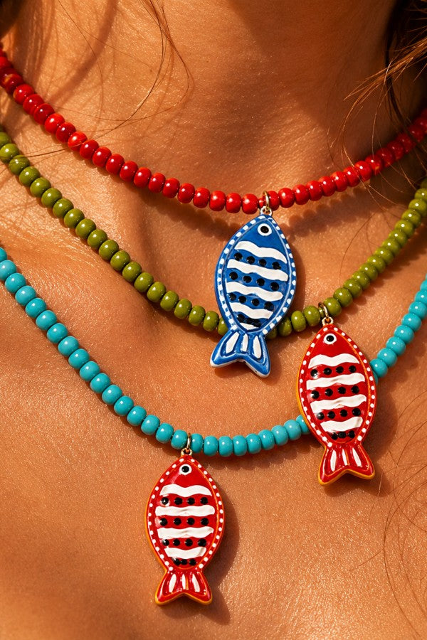 Beaded Tropical Koi Fish Necklace