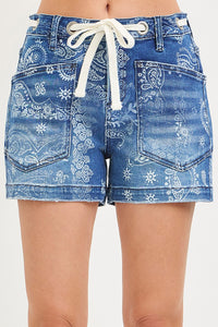 Paisley Print Patch Pocket Shorts