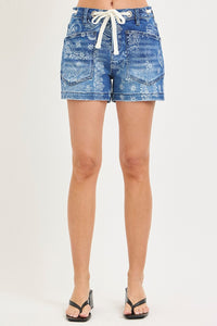 Paisley Print Patch Pocket Shorts