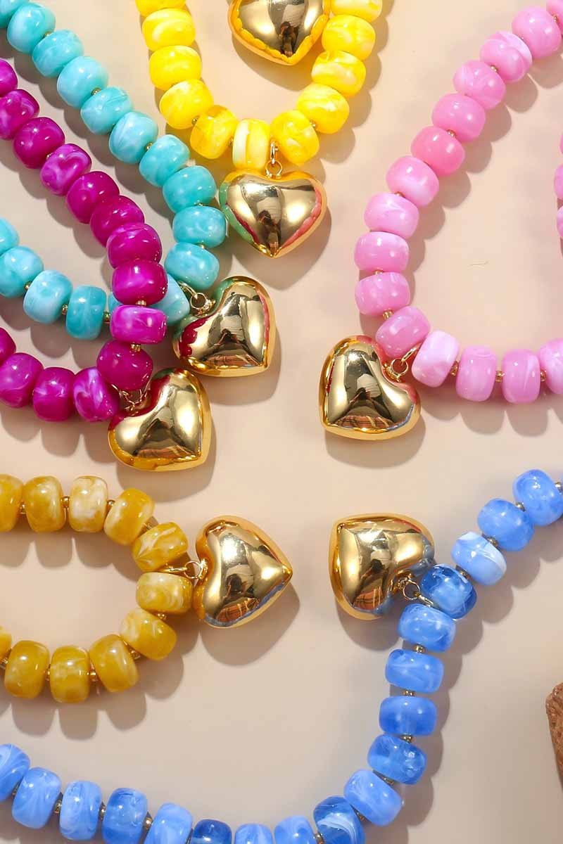 Colorful Beaded Heart Necklace