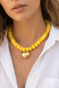 Colorful Beaded Heart Necklace