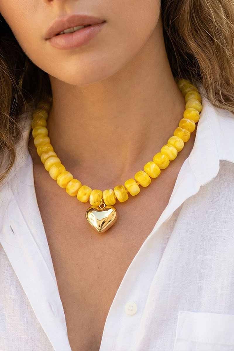 Colorful Beaded Heart Necklace