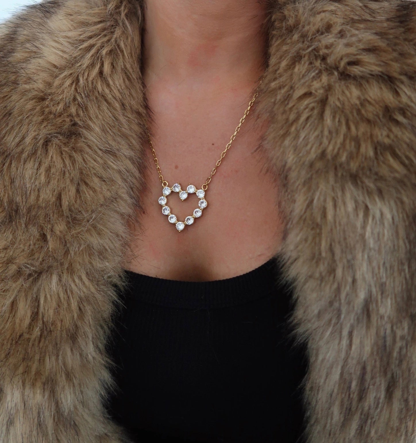Large Diamond Heart Necklace ￼