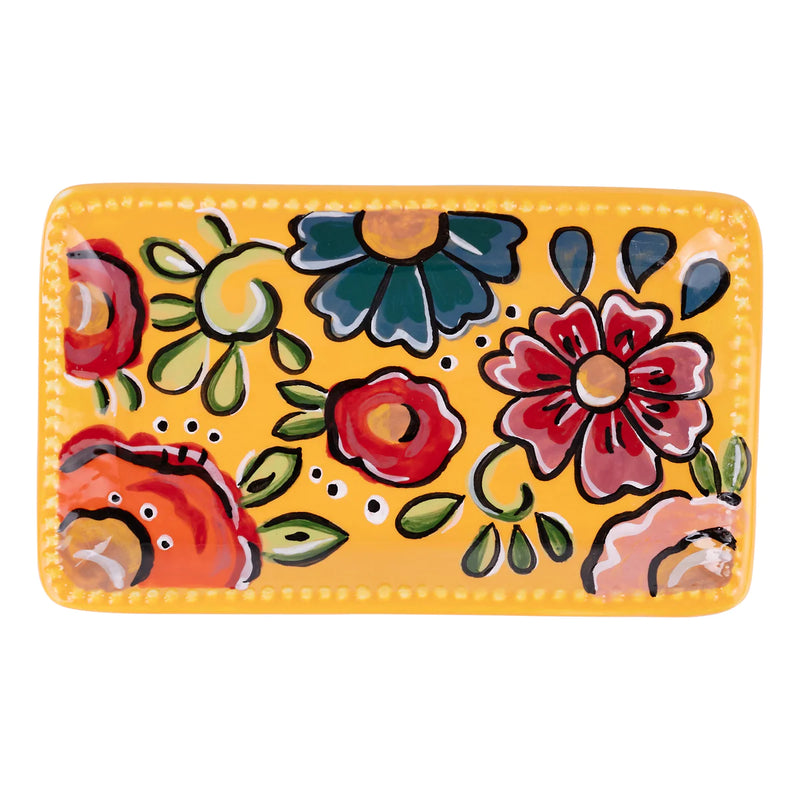 Yellow Floral Trinket Tray