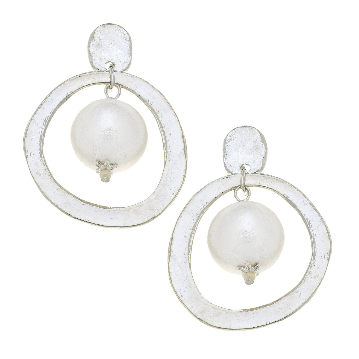 Susan Shaw Cotton Pearl Circle Drop Earrings
