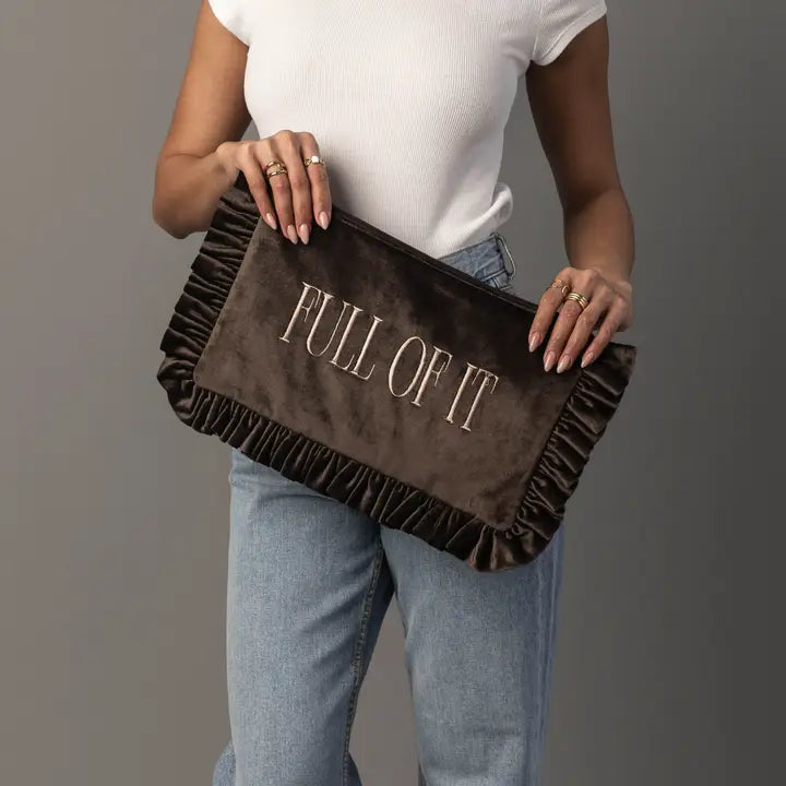 Velvet Ruffle Pouch