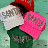 Rhinestone Santa Trucker hat