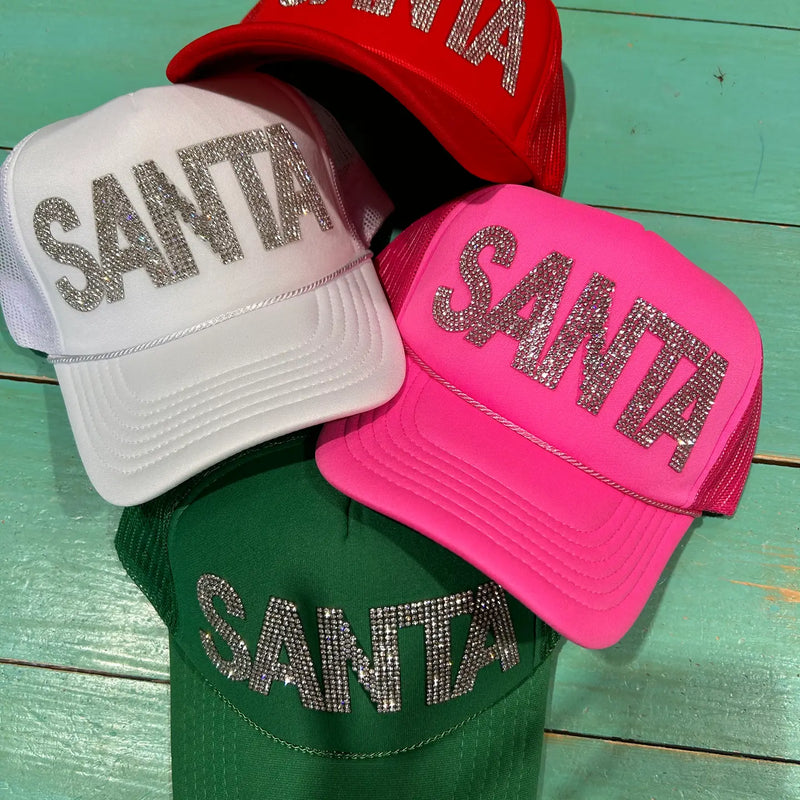 Rhinestone Santa Trucker hat
