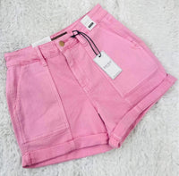 Judy Blue Pink Aurora Cuff Denim Short