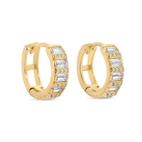 Baguette and Pavé Huggie Earrings