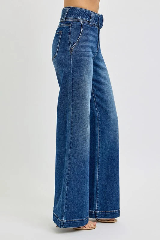 Emma Belted Risen Jeans- Tummy Control