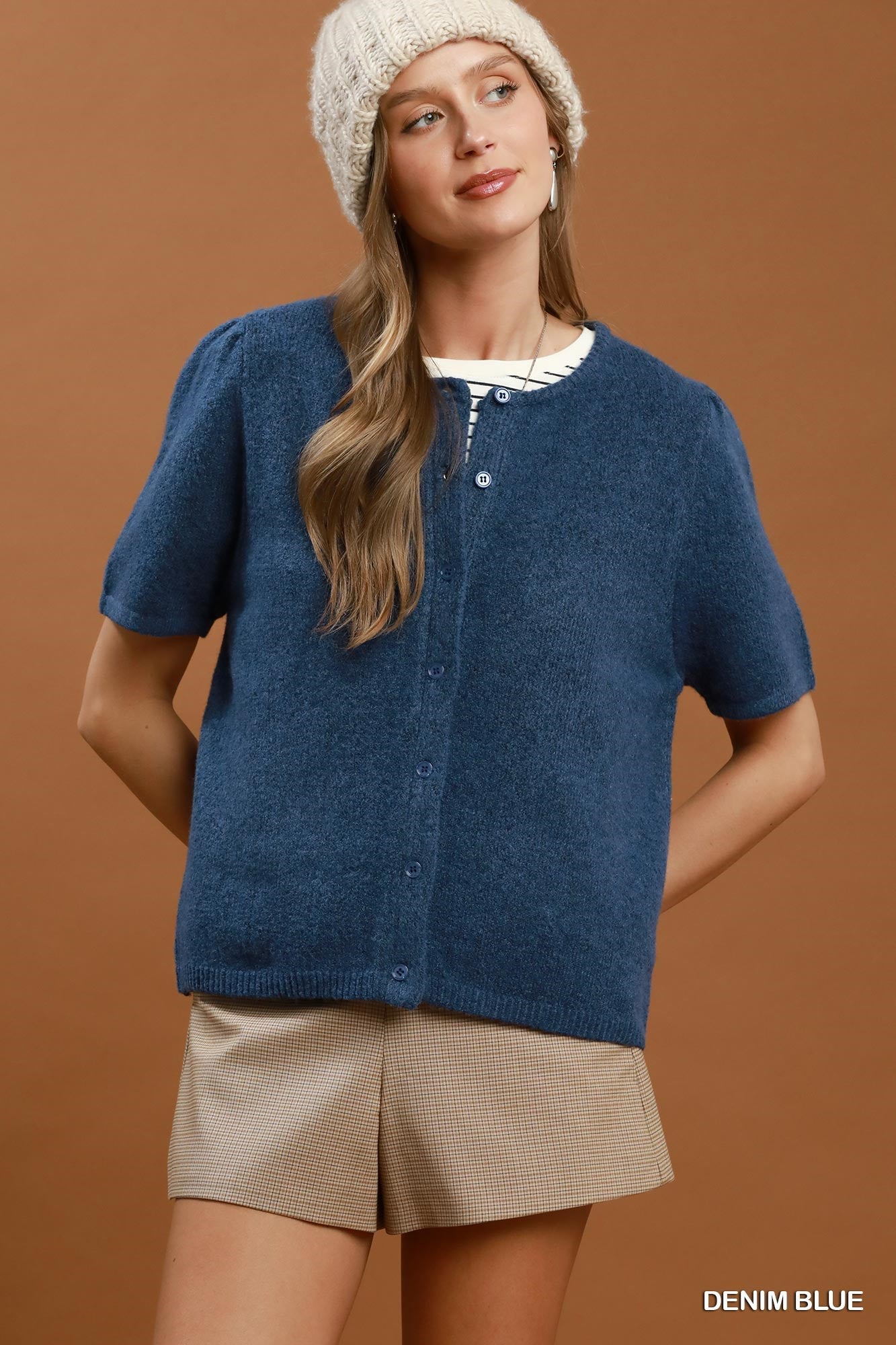 Easy Living Button Up Cardigan -D.Blue