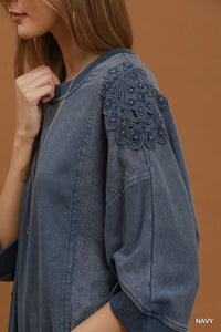 Lace & Leisure Top - Navy