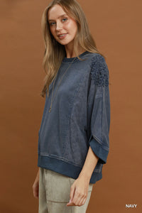 Lace & Leisure Top - Navy