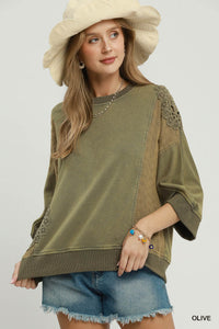 Lace & Leisure Top - Olive