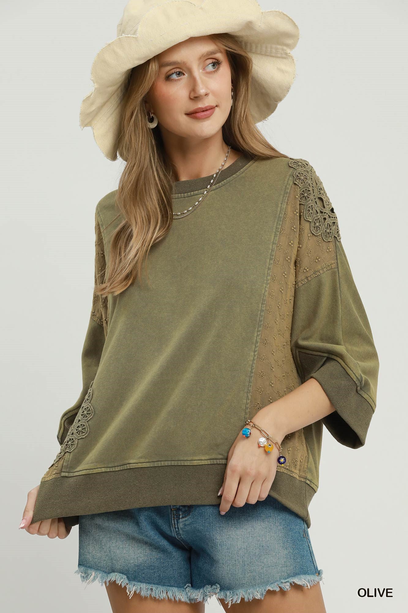 Lace & Leisure Top - Olive