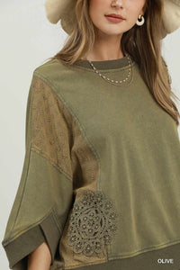 Lace & Leisure Top - Olive