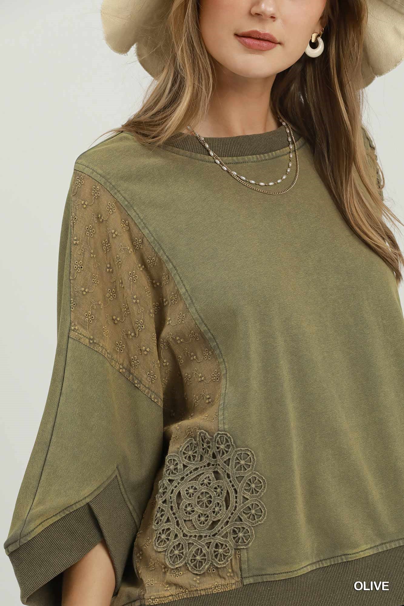 Lace & Leisure Top - Olive