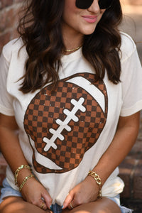 Neutral Checkered Football tee