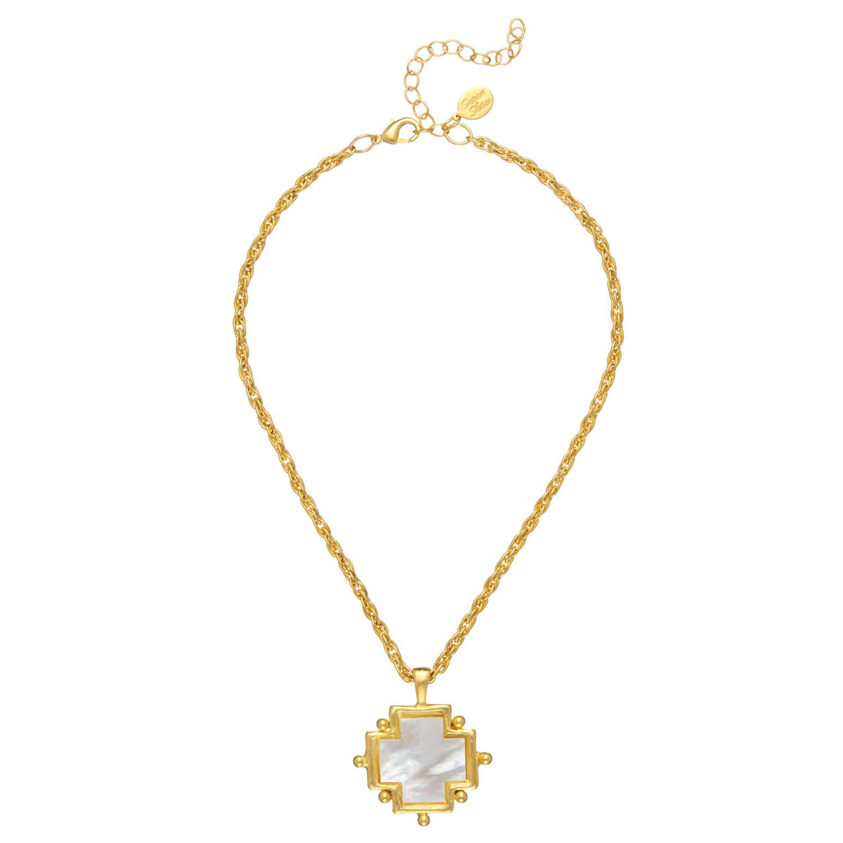 Susan Shaw Mother of Pearl Cross Necklace