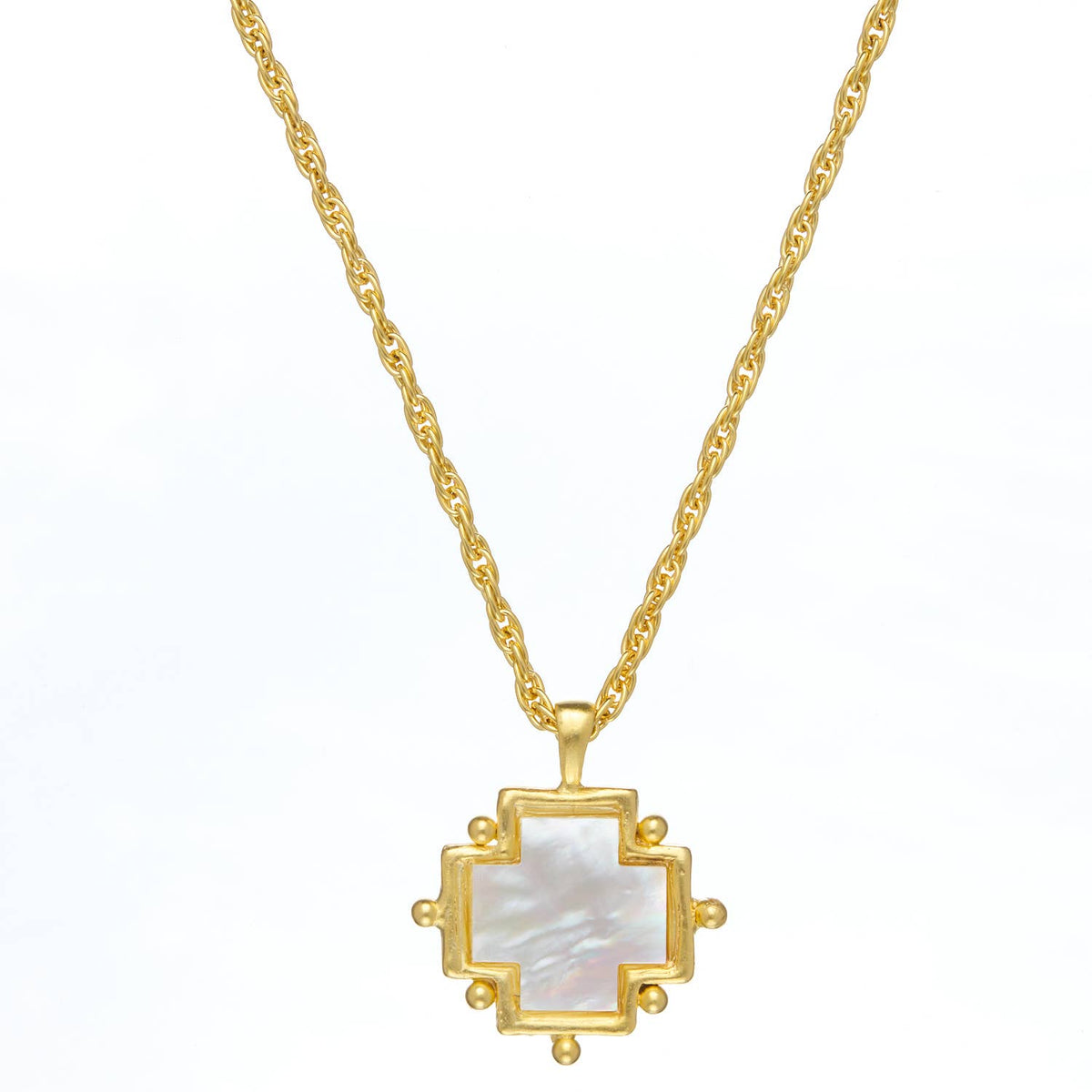 Susan Shaw Mother of Pearl Cross Necklace