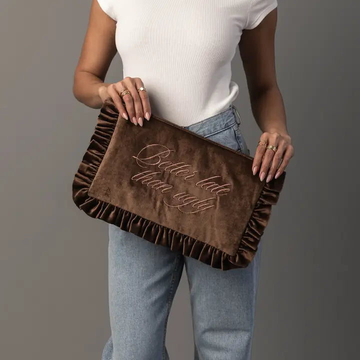 Velvet Ruffle Pouch