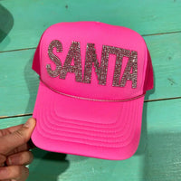 Rhinestone Santa Trucker hat