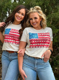 Barbara's Paisley Flag Tee