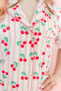 Cherry On Top Ric Rac Short Sleeve Loungewear Pajama Set