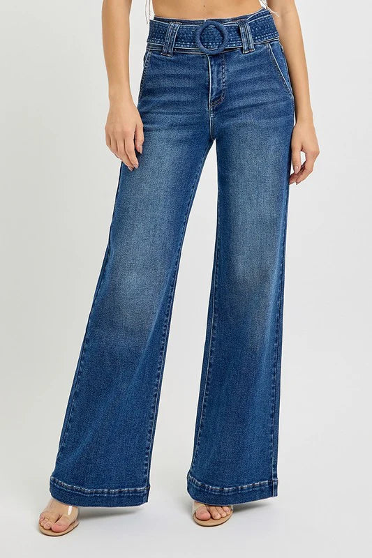 Emma Belted Risen Jeans- Tummy Control