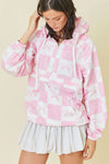 Pink Checkered Bow Print Windbreaker