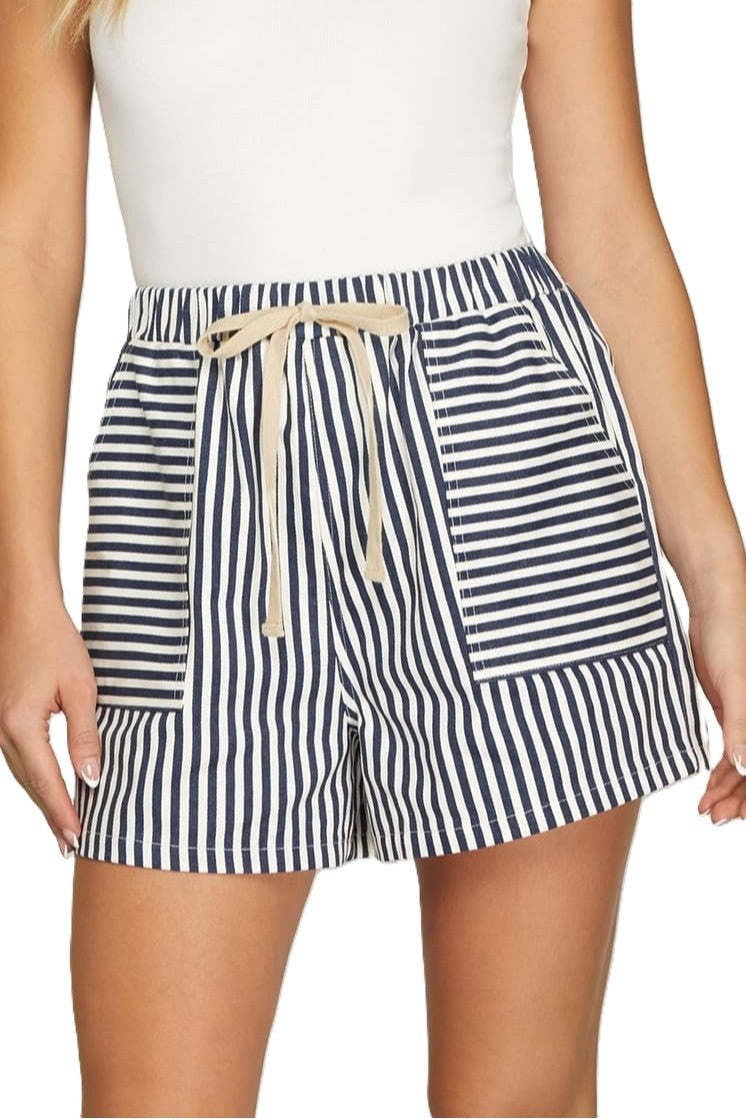 Navy Striped Shorts