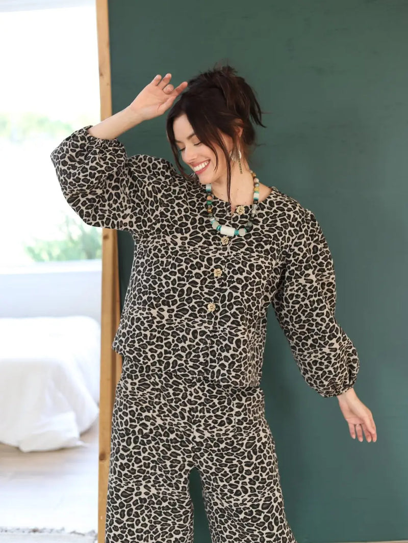 Cheetah Weave Puff top