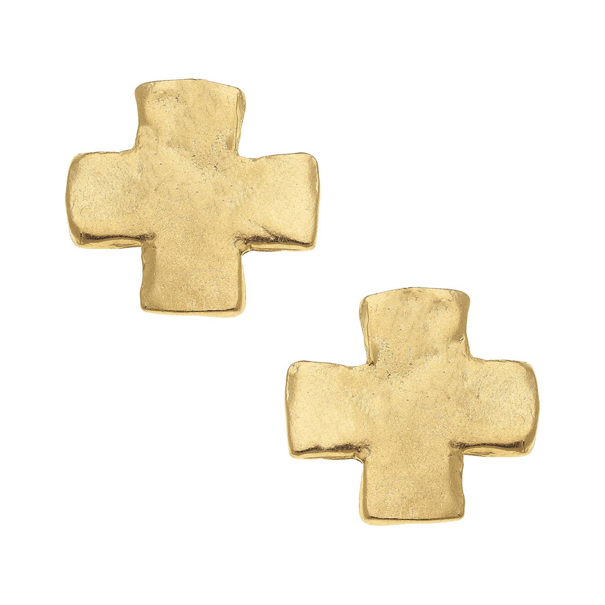 Susan Shaw Large Gold Square Cross Studs