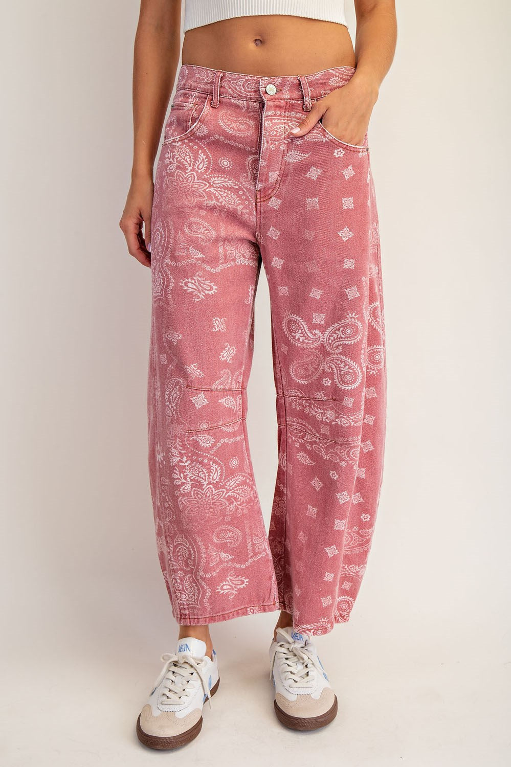 Paisley Bandana Barrel Jeans