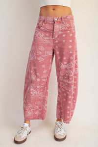 Paisley Bandana Barrel Jeans