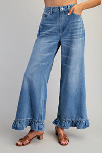 Ruffled Denim Pants