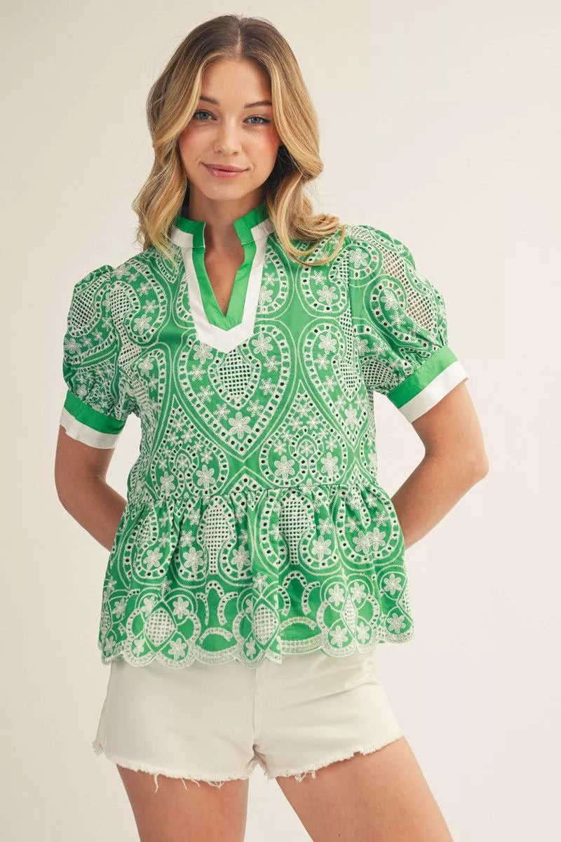 Look After You Eyelet Top