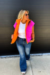 Maddox Reversible Puffer Vest - Pink/Orange