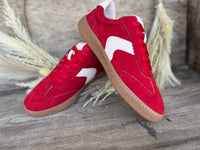 Corky's Red Faux Suede Spoiler Alert Sneakers