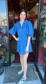 Denim Ruffle Pocket Dress by Karlie