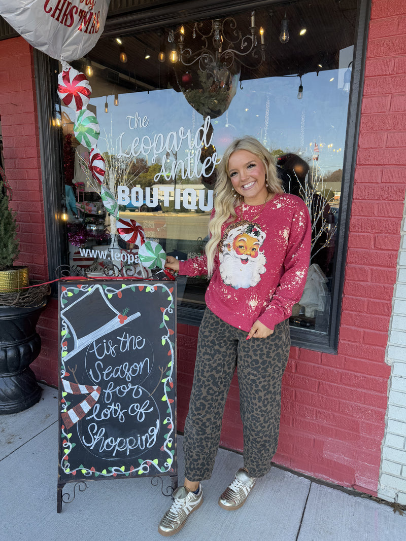 Bleached Leopard Santa Sweatshirt