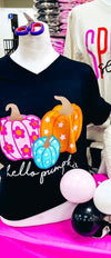 Hello Pumpkin V-Neck T-Shirt