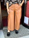 Camel Pleather Wide Leg Pants