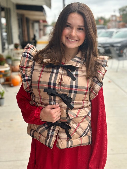 Hampton Taupe Plaid Vest